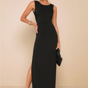 Significant Allure Black Slinky Knit Ruched Maxi Dress